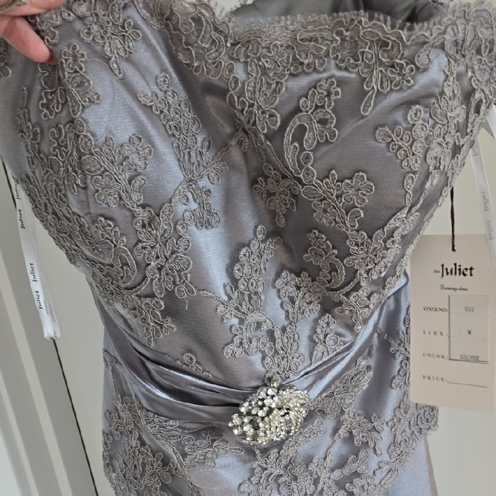 Silver Ruched Sweetheart Gown